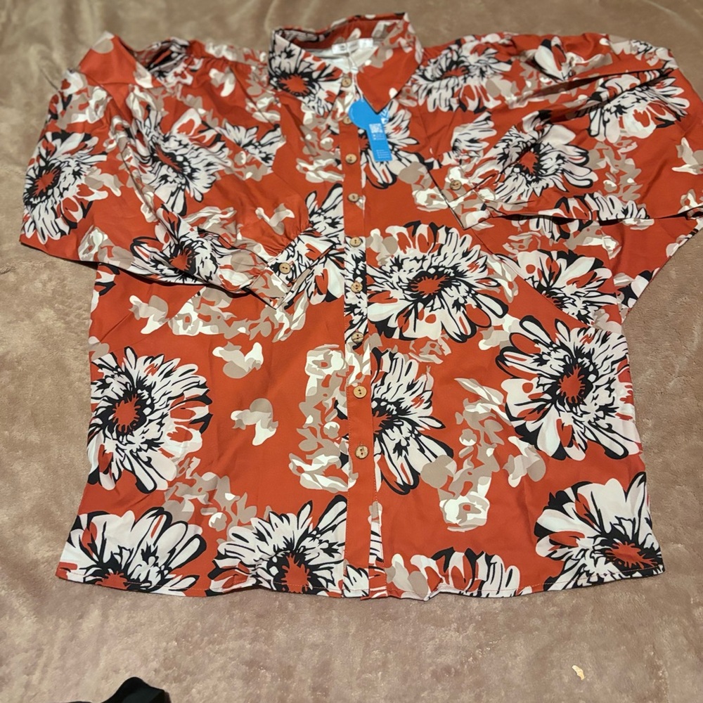 CUPSHE floral Causal Blouse Button Down Top Size Small NWT
